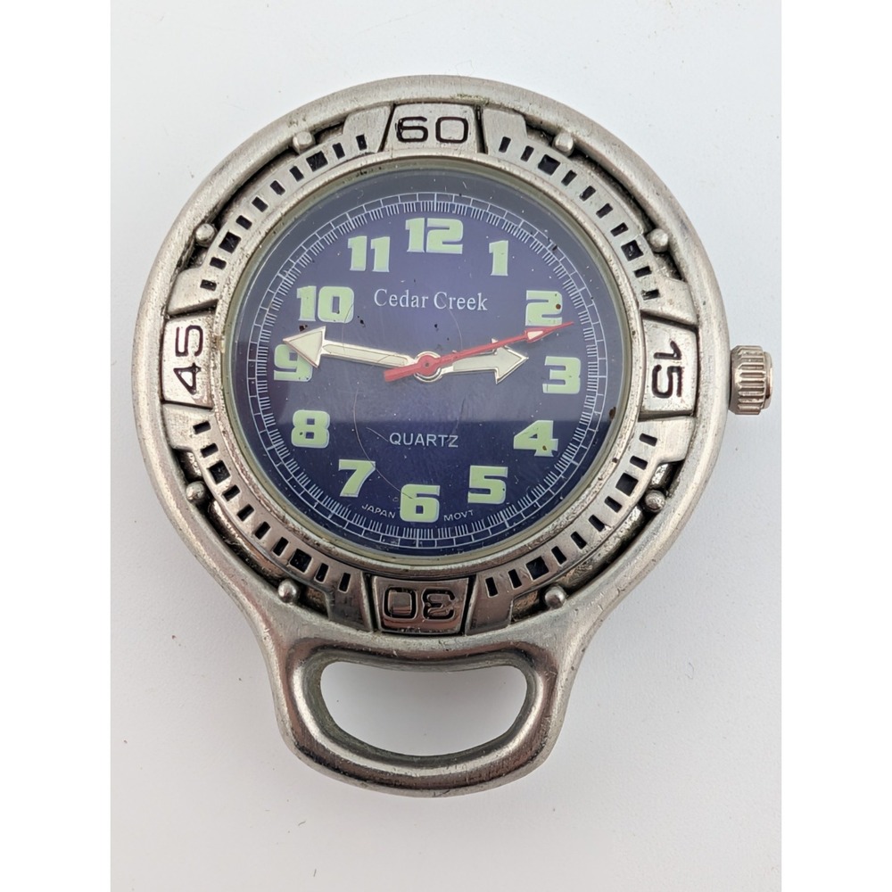 Cedar Creek Clip Watch Men 43mm Case Blue Dial, No Case- New‎ Battery